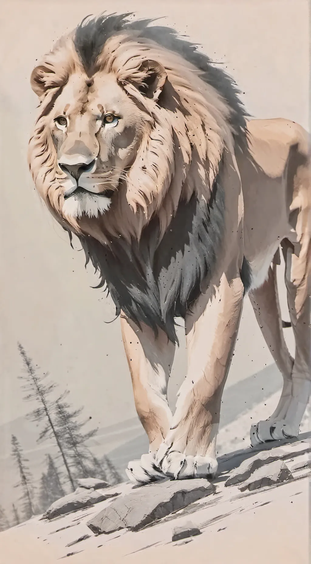 ai character: father lion background