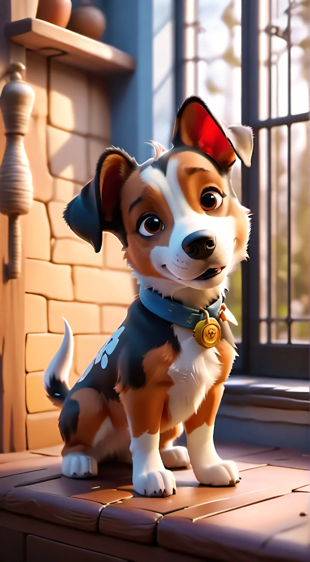 ai character: perro creativo  background