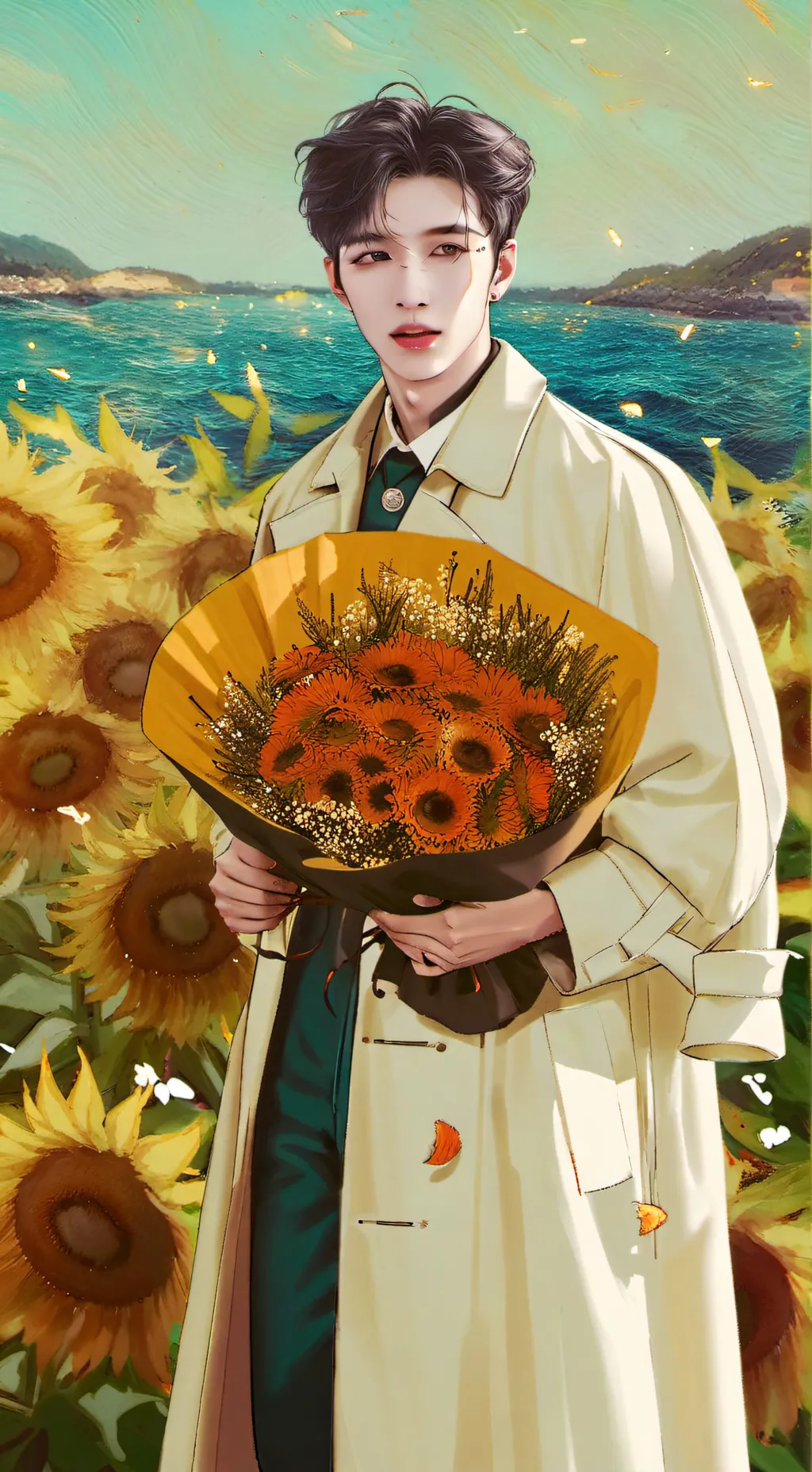 ai character: Kai.☘︎ ݁˖ background