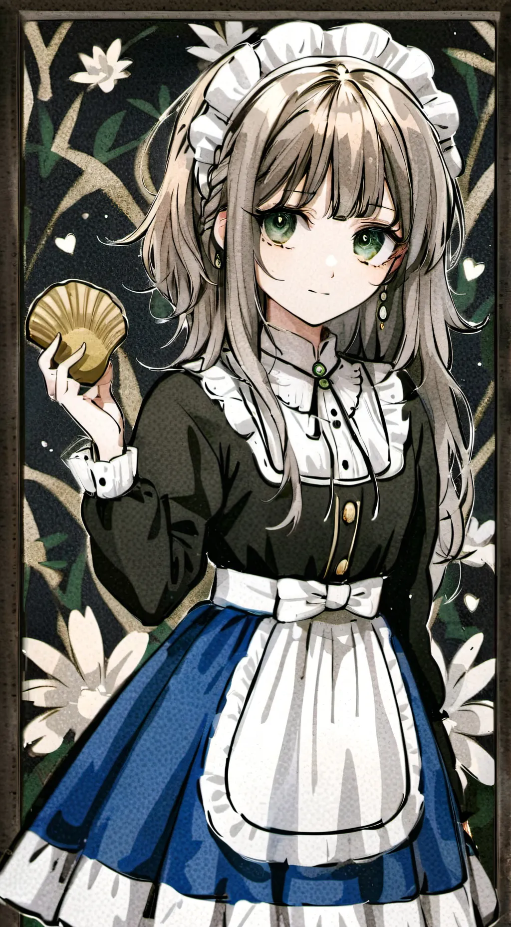 ai character: shelly maid dress! background