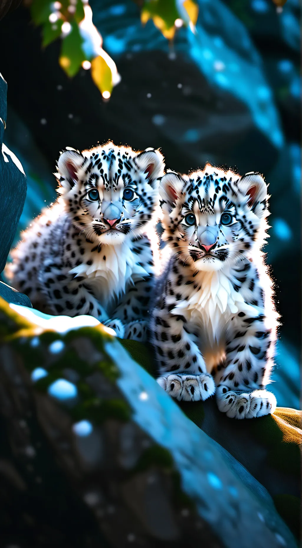 ai character: snow leopard cubs background
