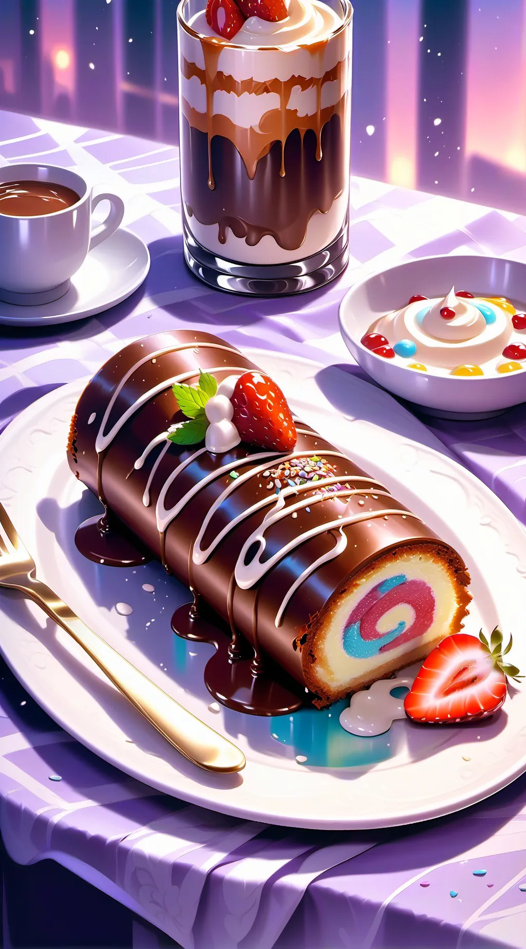 ai character: Fruitcake🍓🍫 background