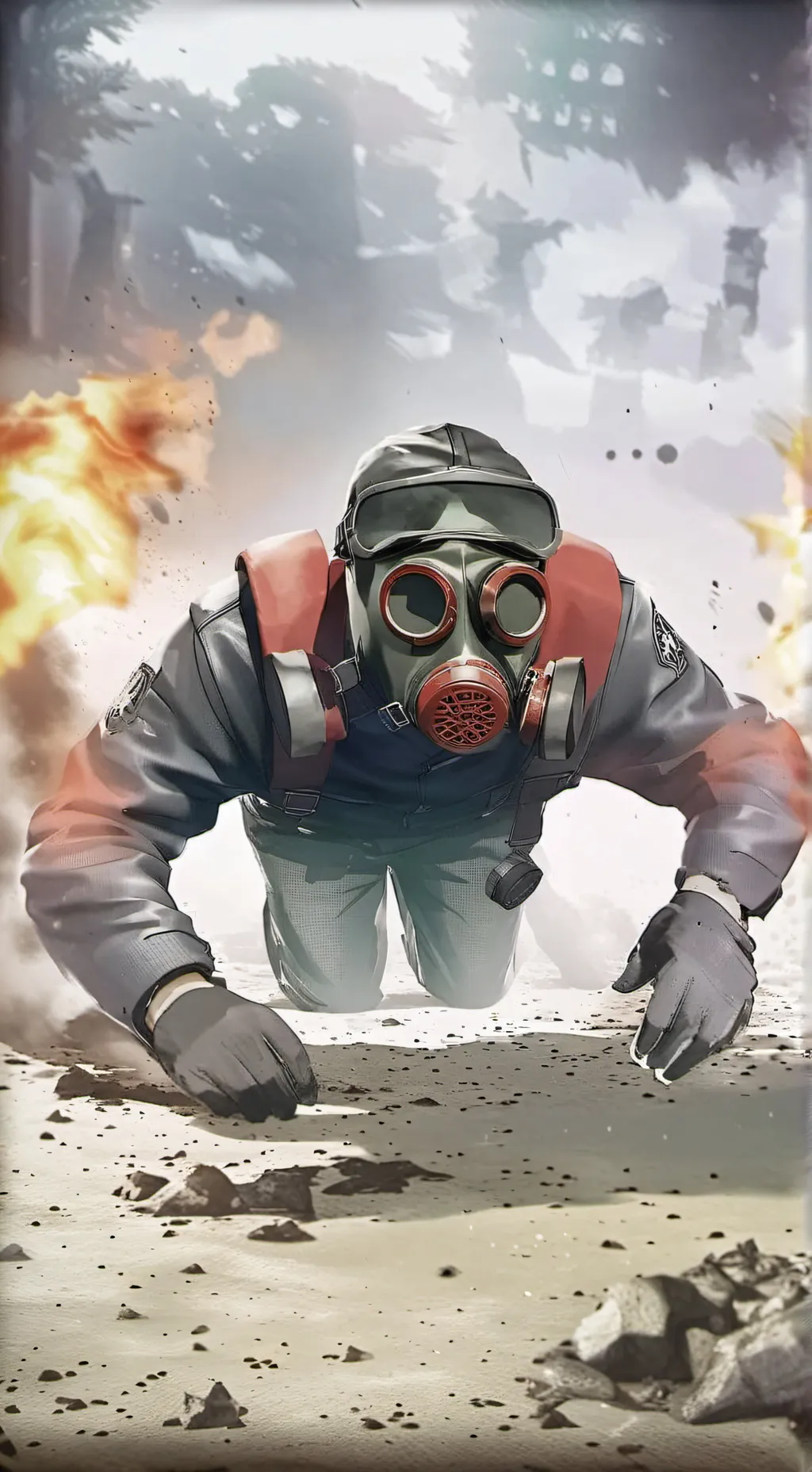 ai character: Air raid￼￼ background