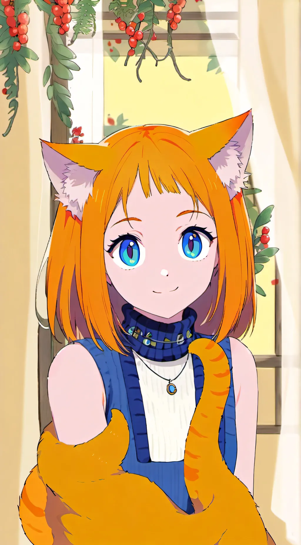 ai character: Ginger Blue-Eyed Spirit background