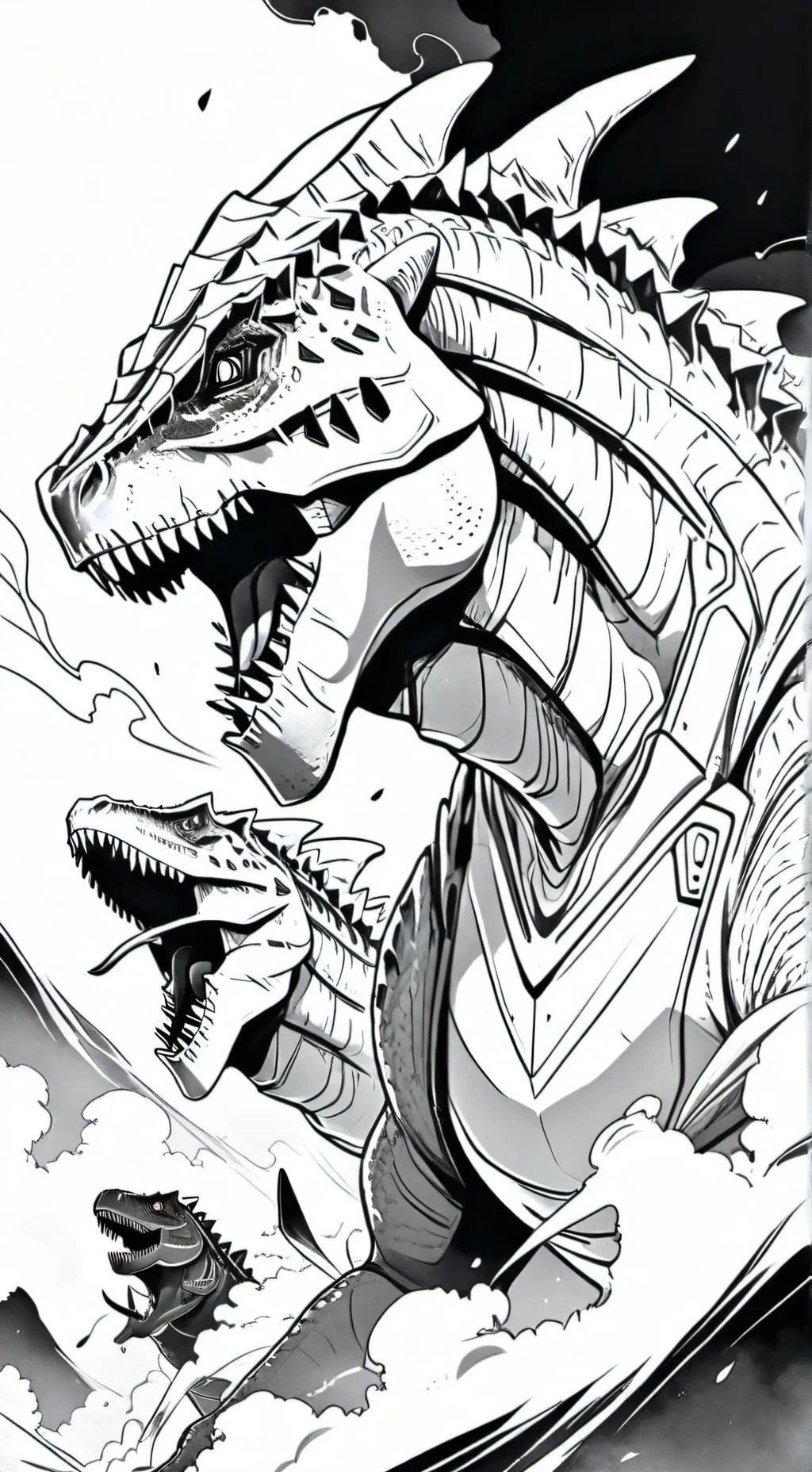 ai character: godzilla vs t-rex  background