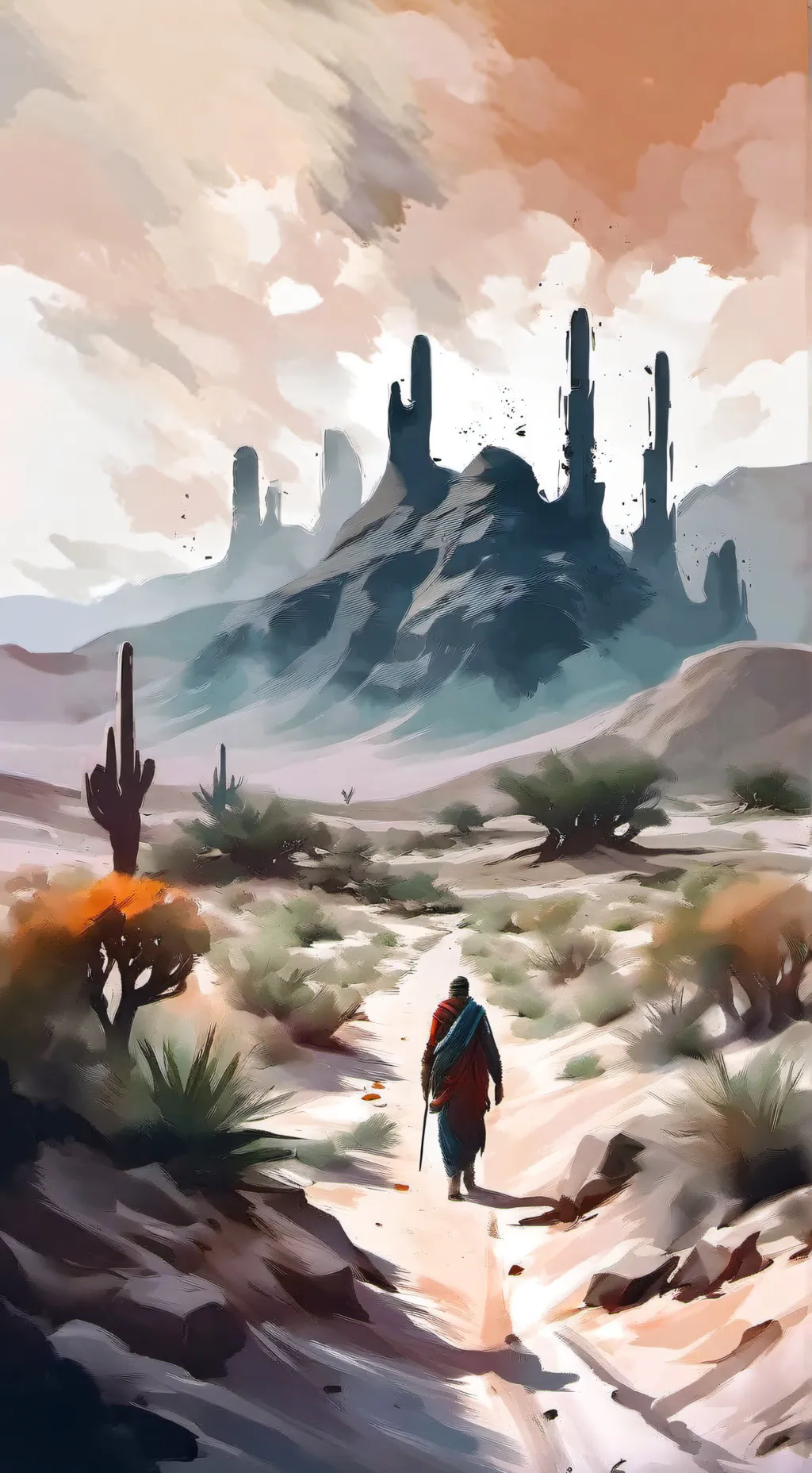 ai character: Dw In the desert background