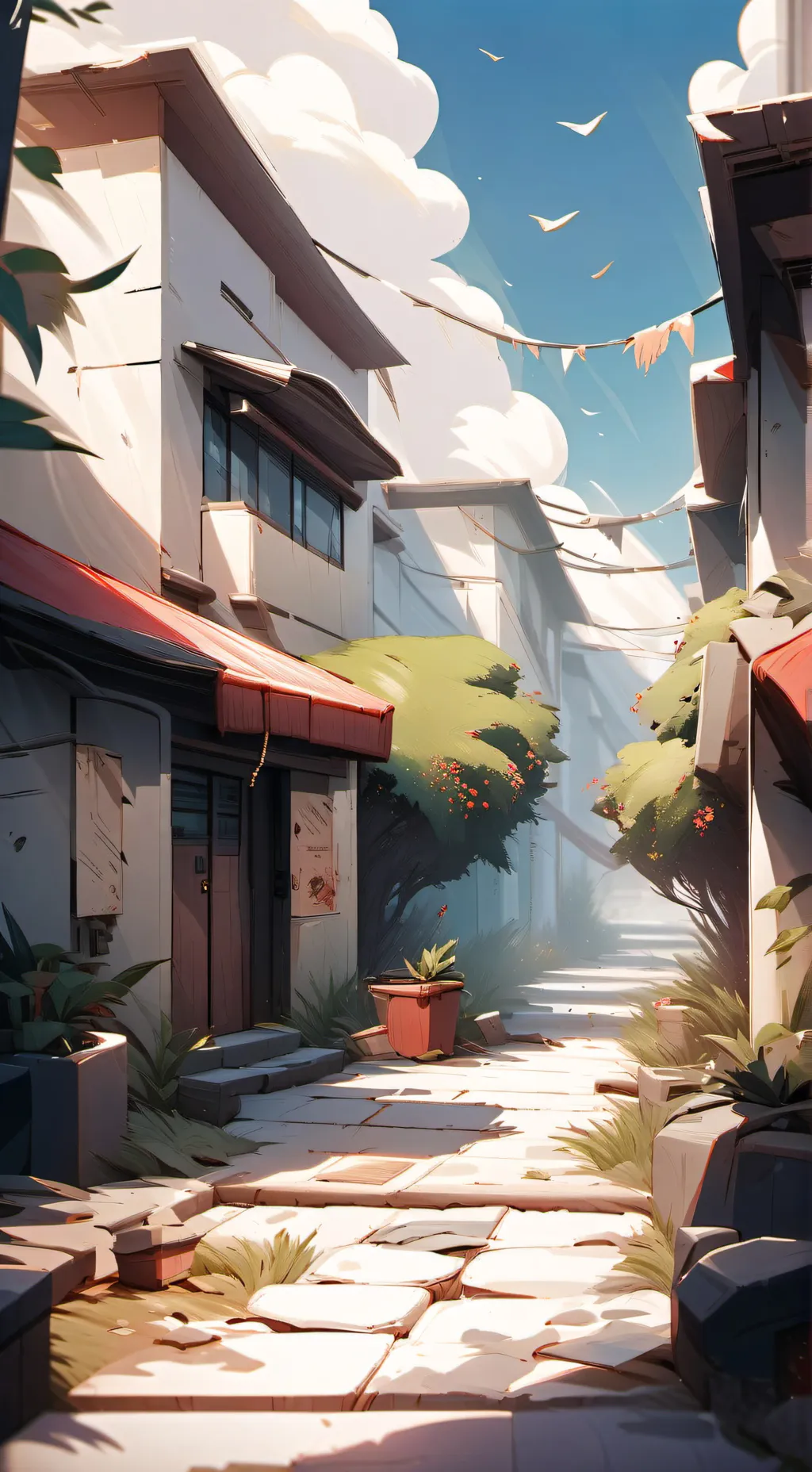 ai character: live in back alley background