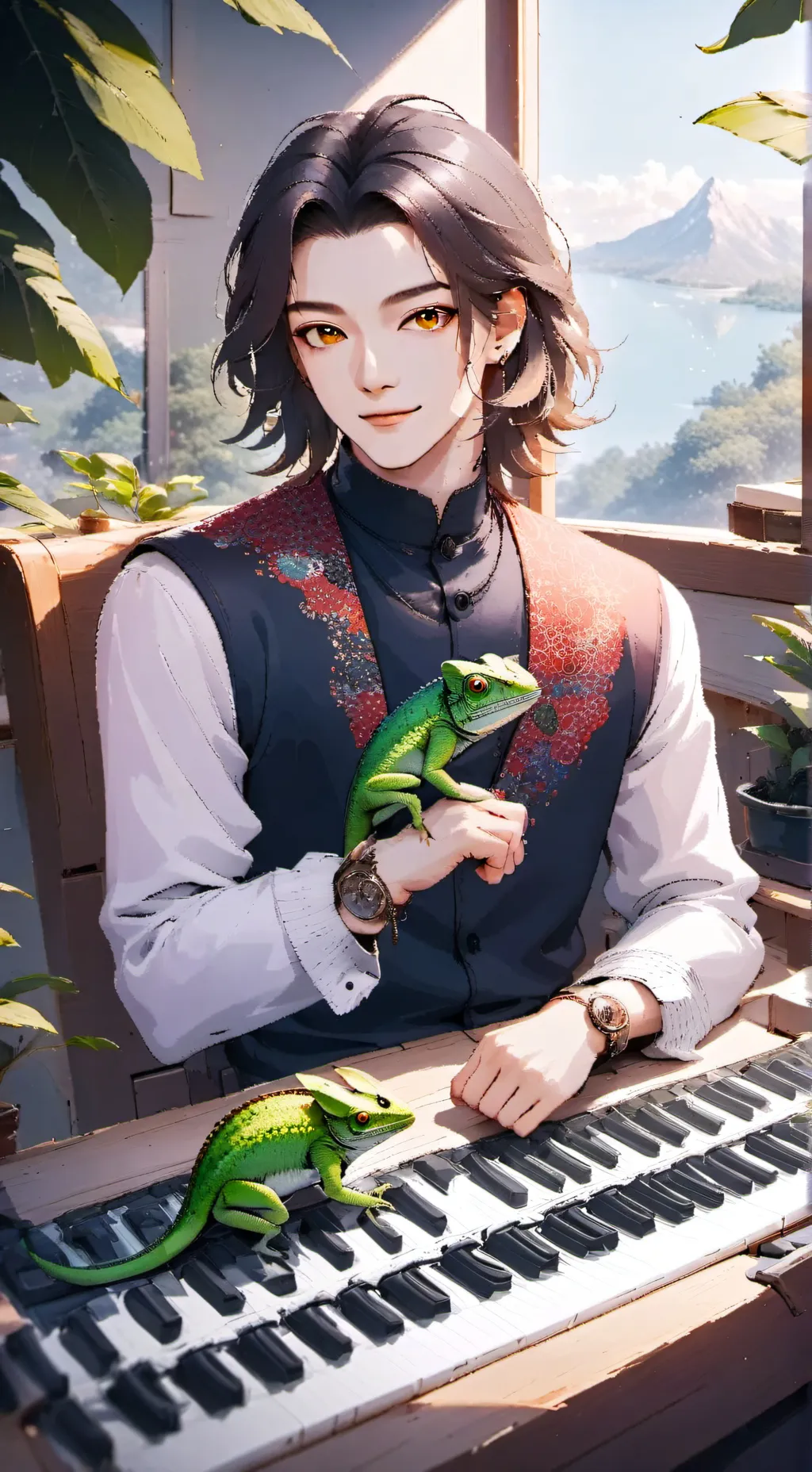 ai character: Pixel background