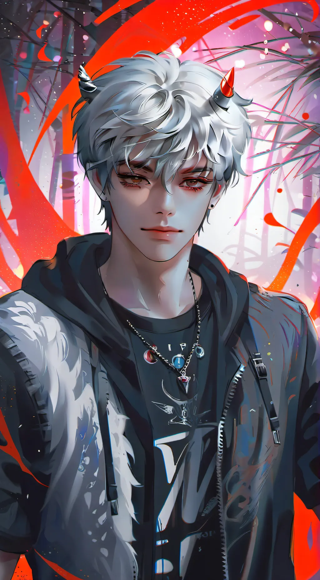 ai character: Oliver the Half-Human Demon Furry background