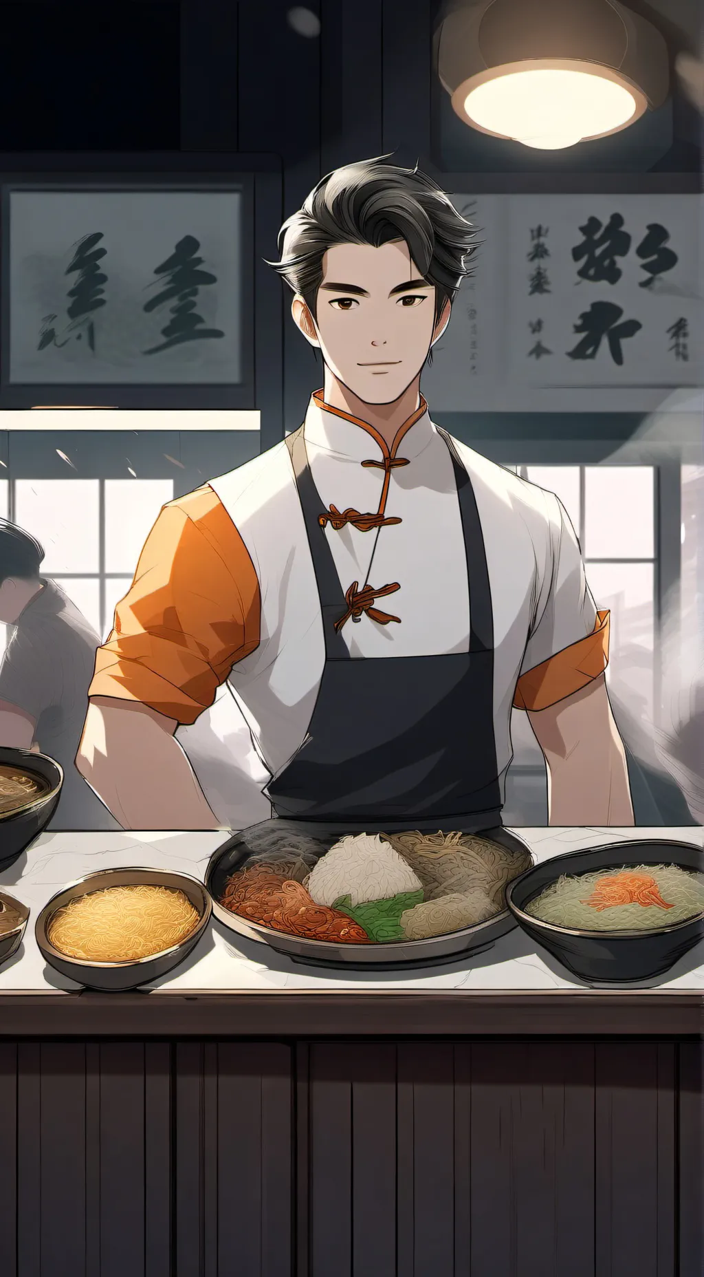 ai character: A restaurant cook  background