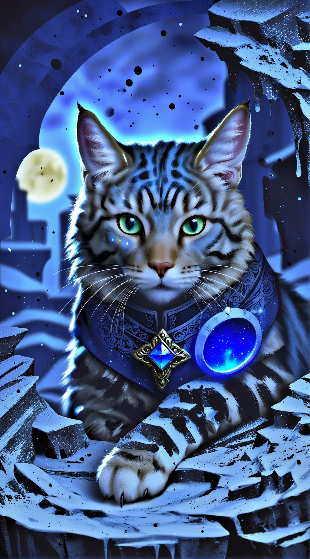 ai character: Arwen angel cat background