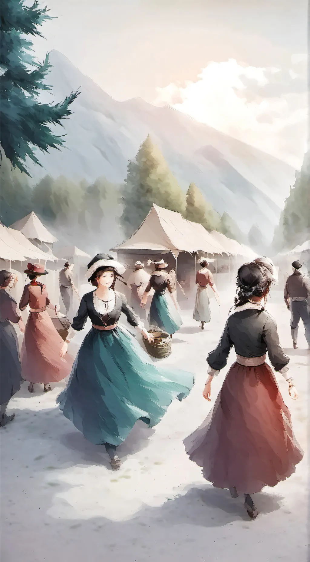 ai character: Flea market background