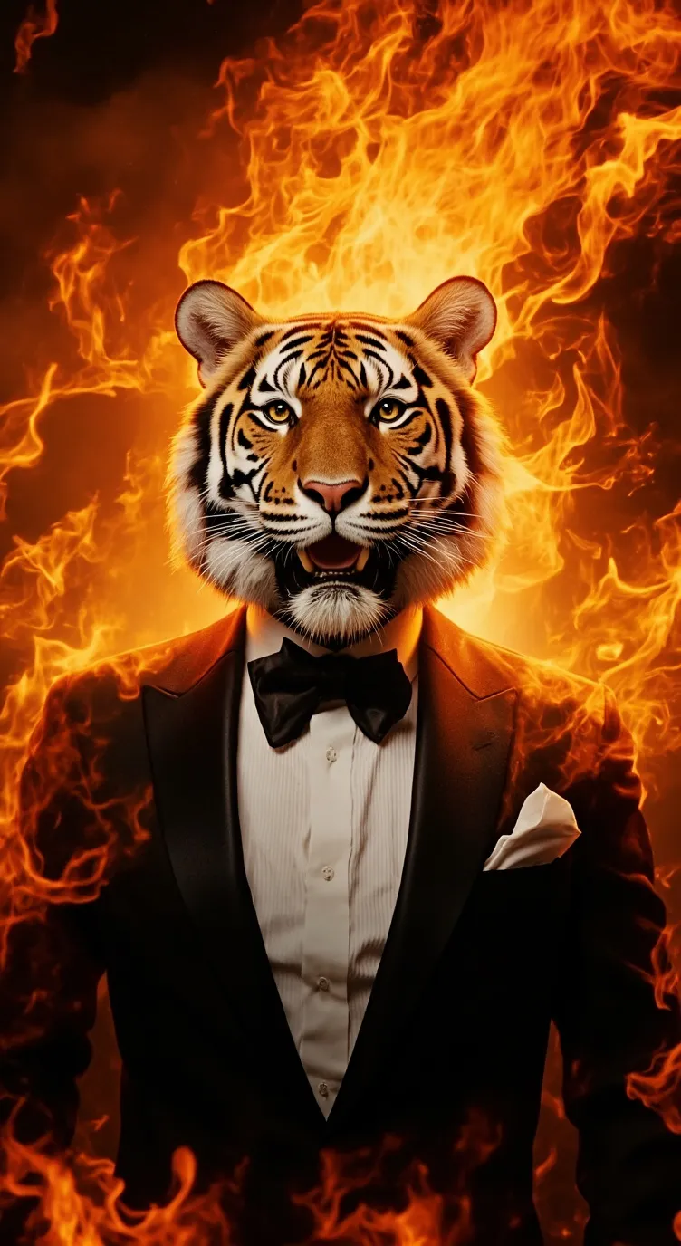 ai character: Fire tiger background