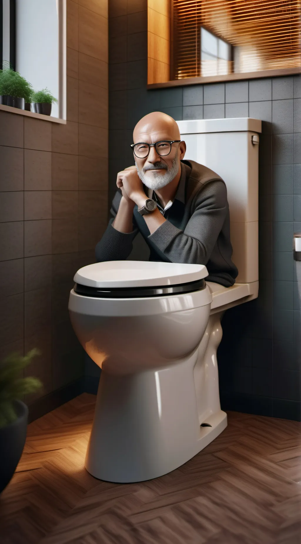 ai character: Sicentist Toilet background