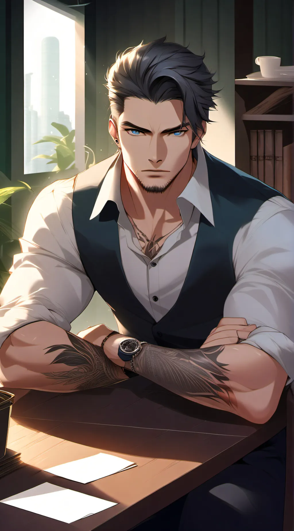 ai character: Mafiaboss Leon background
