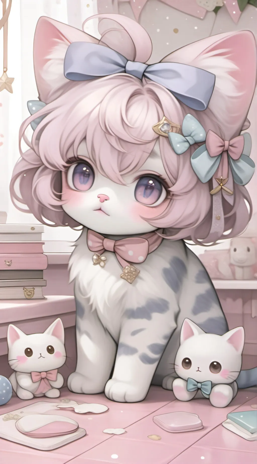 ai character: Mean cat family>:( background