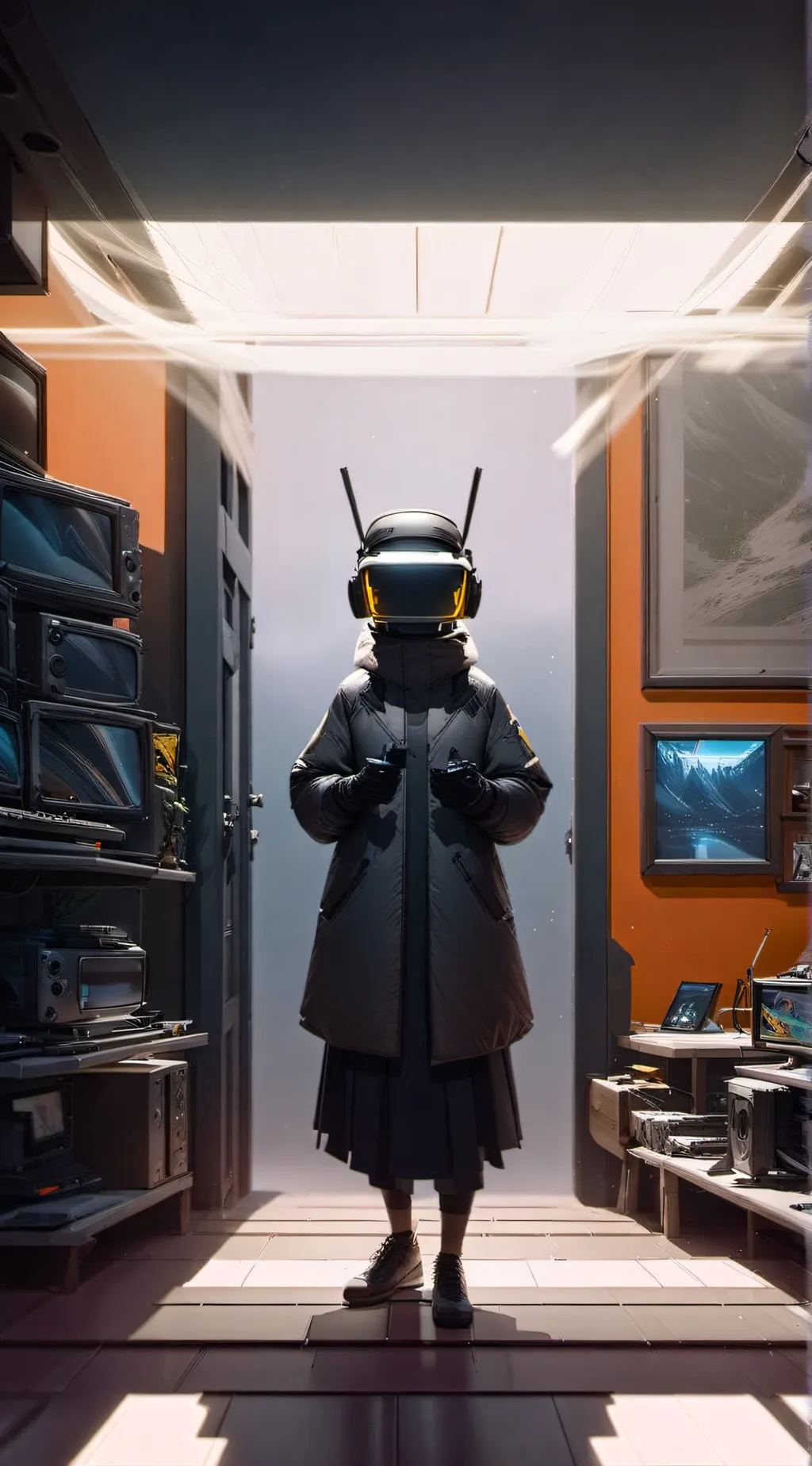 ai character: tv woman background