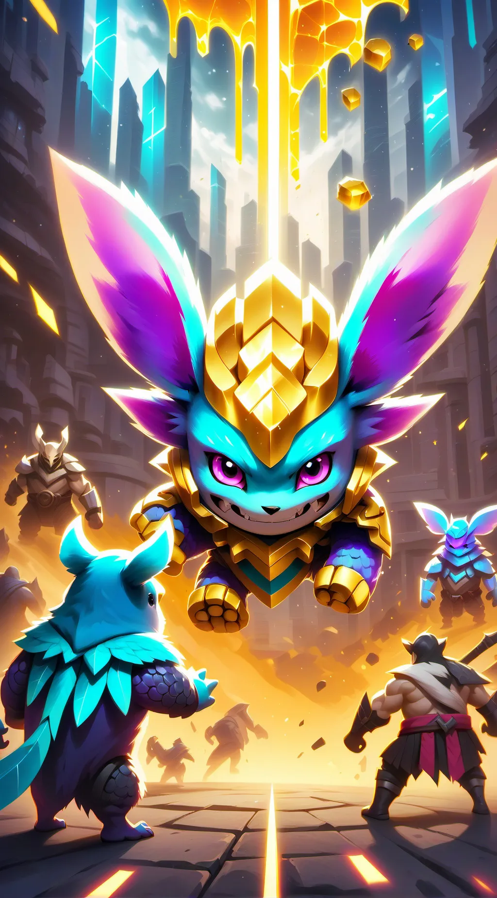 ai character: Godzilla fight background