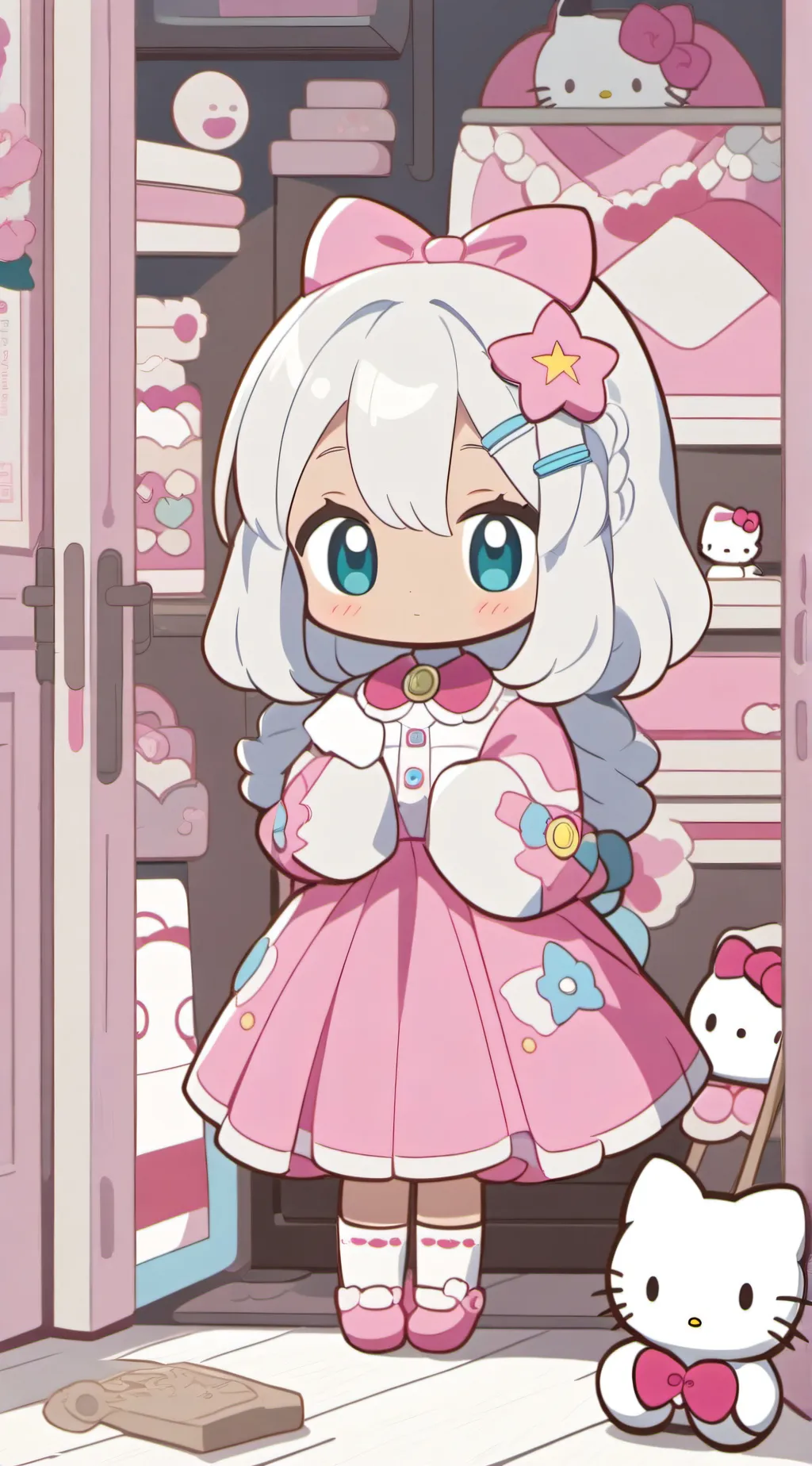 ai character: hello Kitty background