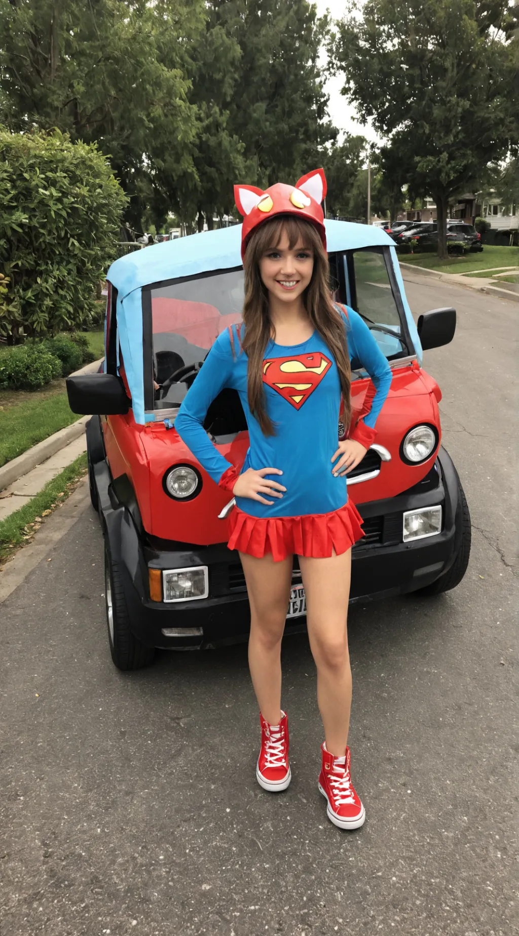 ai character: car costume  background