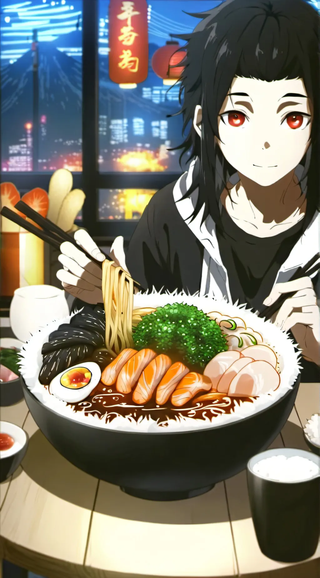 ai character: ramen girl background