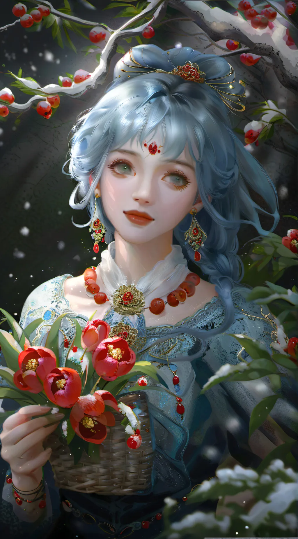 ai character: Goddess winter  background