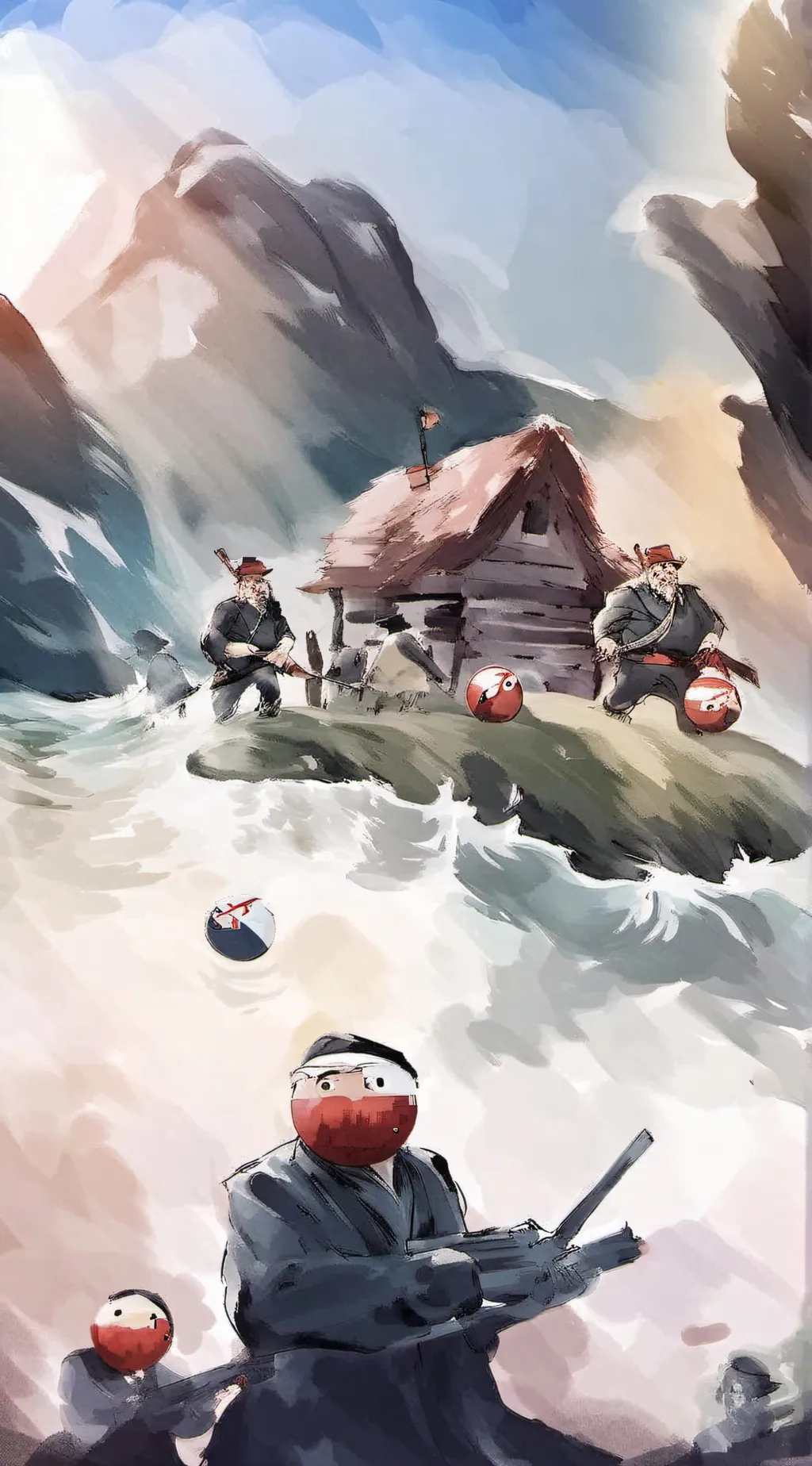 ai character: countryballs  background