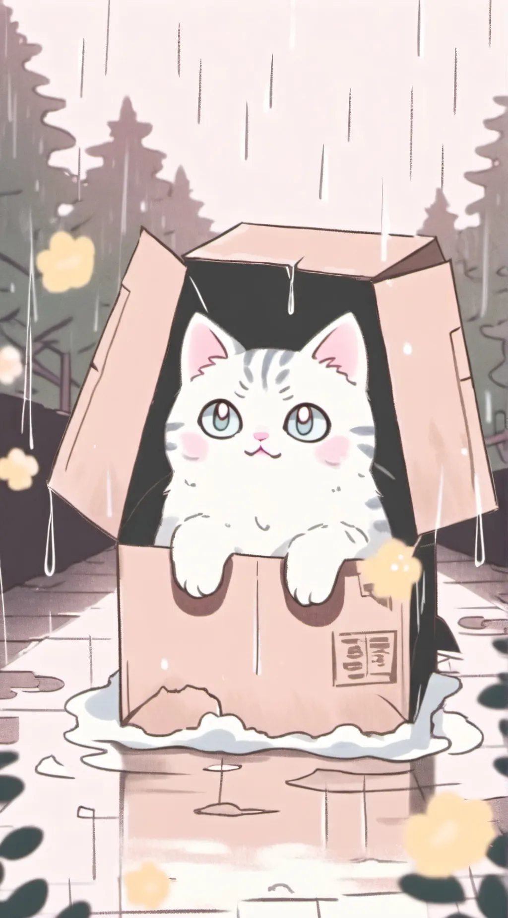 ai character: White cat background