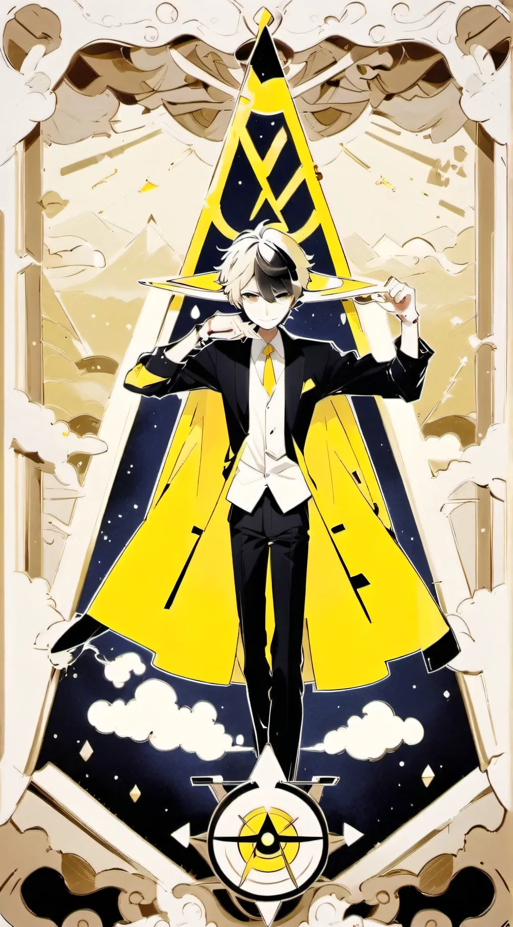 ai character: Bill cipher x ford background