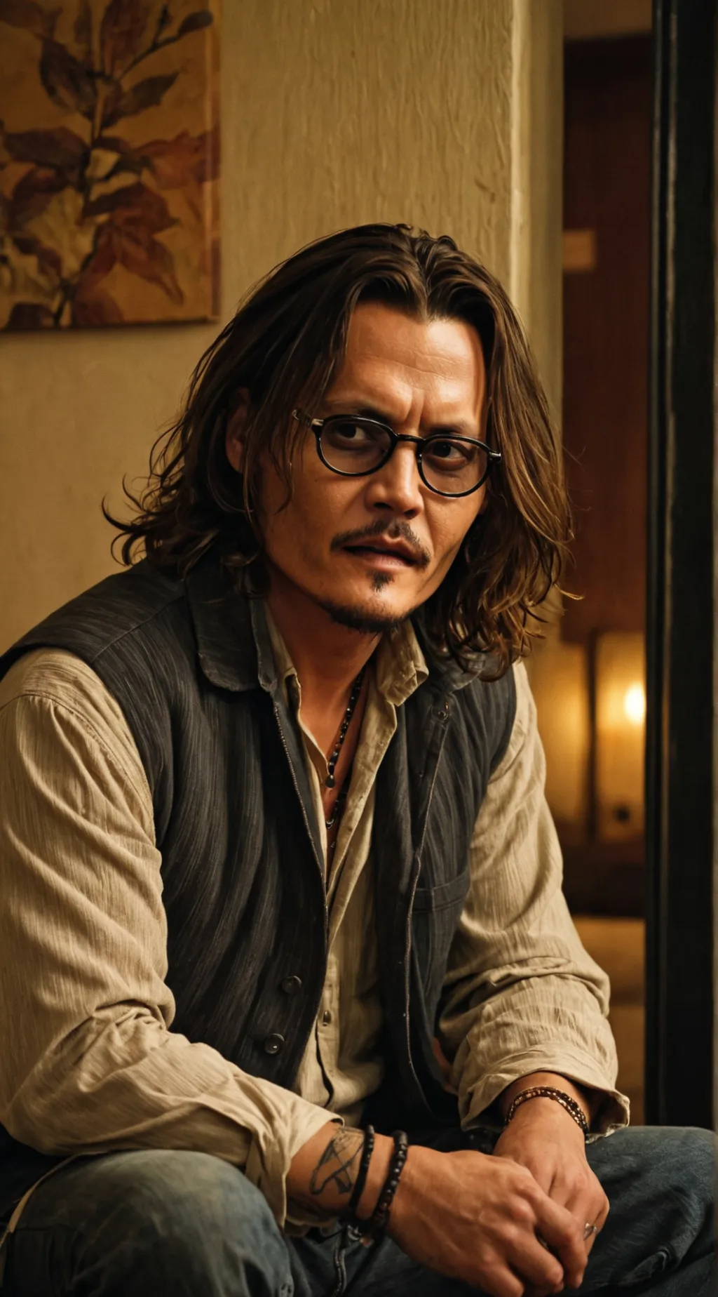 ai character: Johnny Depp  background