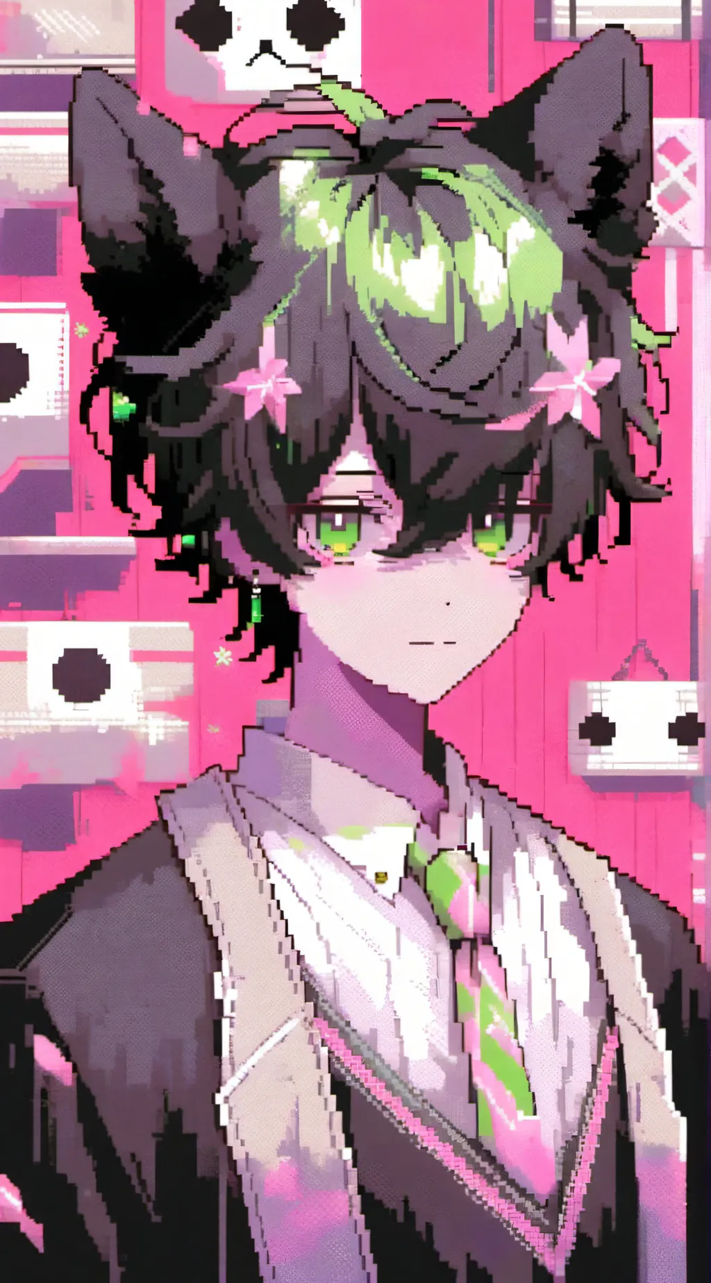 ai character: 🖤Scruffle💚 background