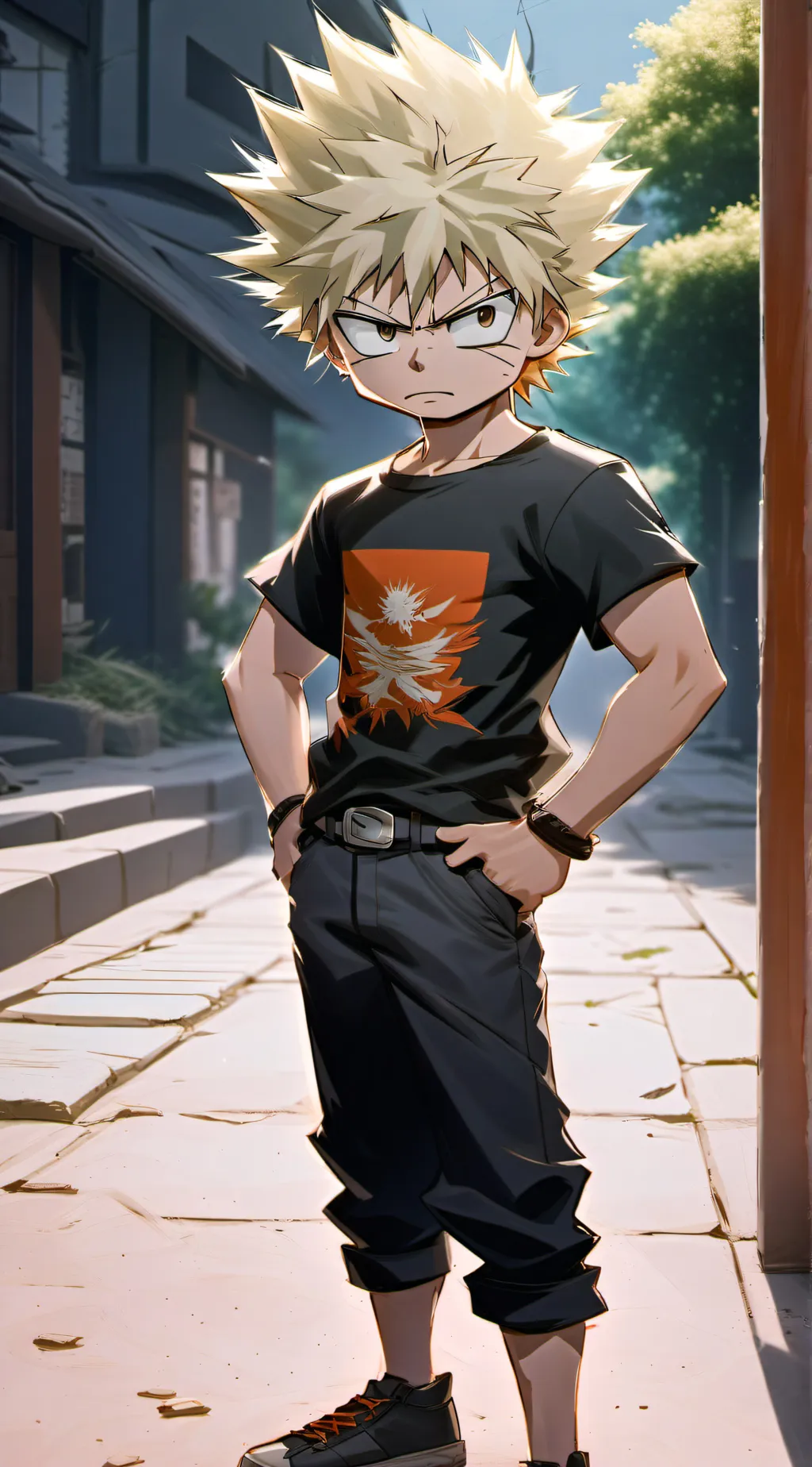 ai character: Kid katsuki bakugo background