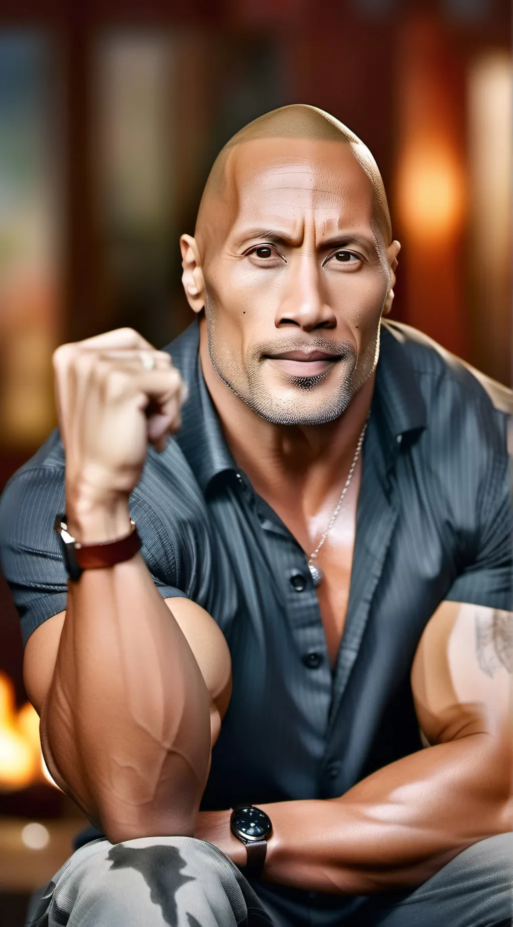 ai character: Dwayne Johnson  background