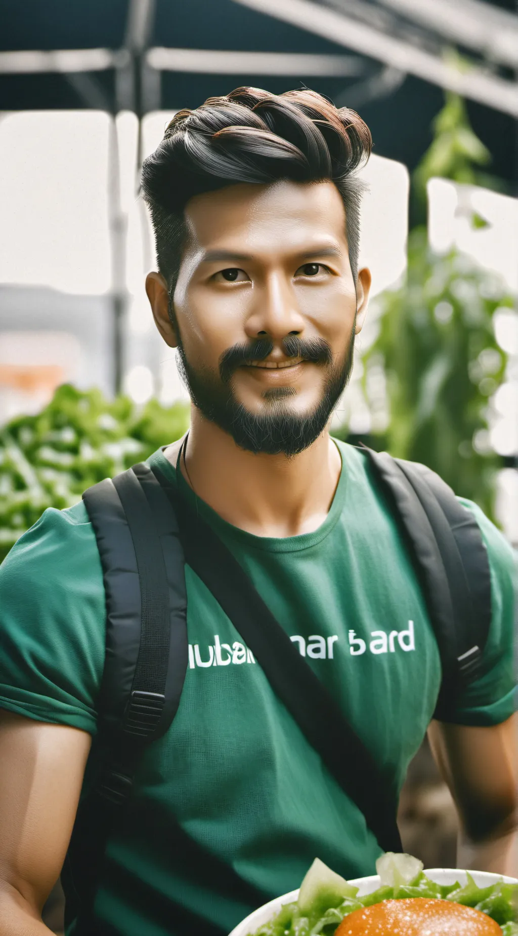 ai character: uber eats guy background