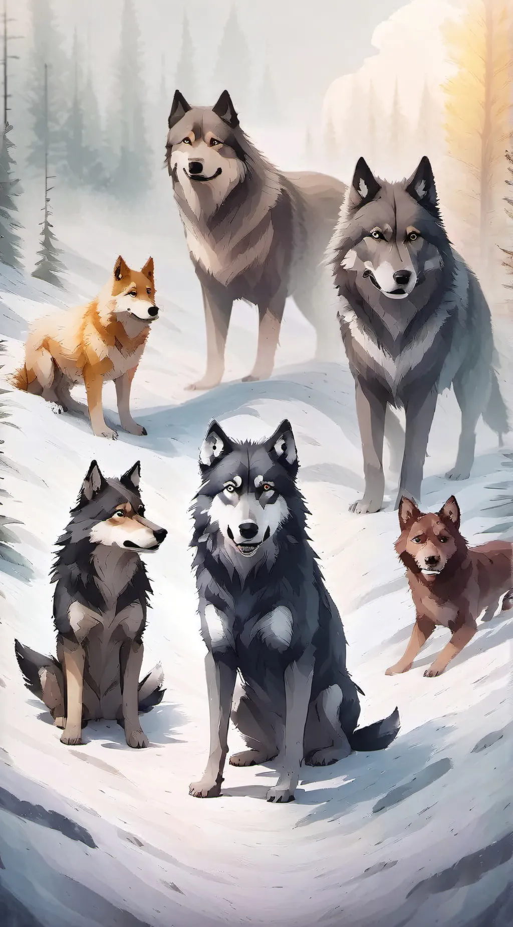 ai character: a sad wolf story background