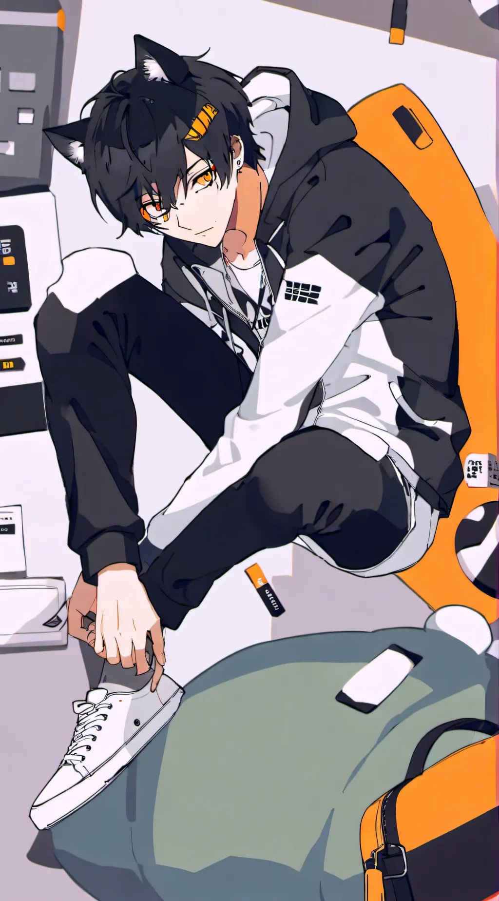 ai character: Catnap but ugly background