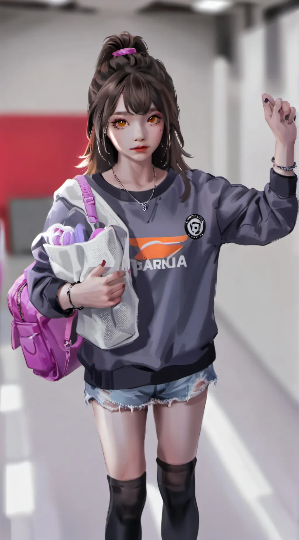 ai character: Violet background