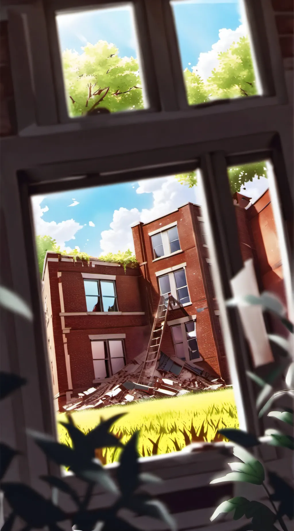 ai character: abandoned city  background