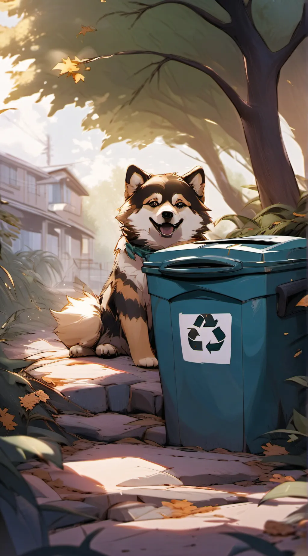 ai character: puppy in a box background