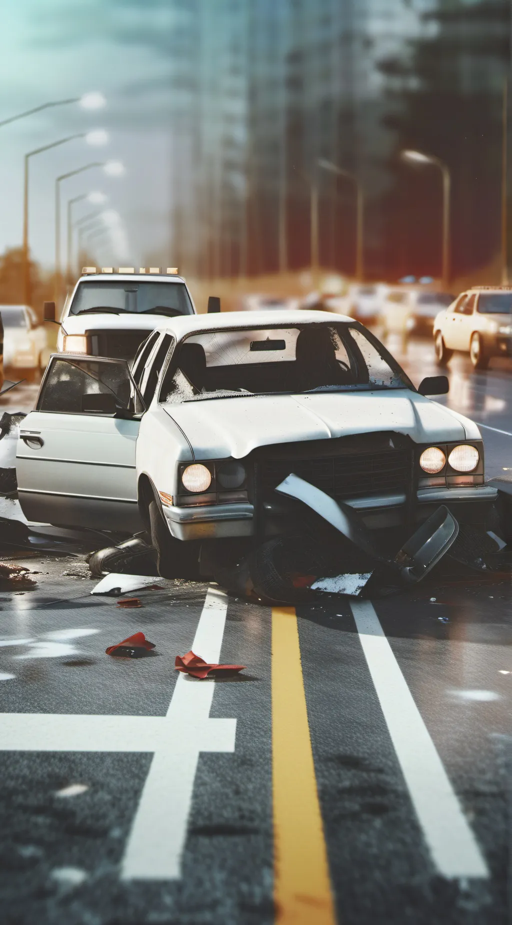 ai character: car crash background