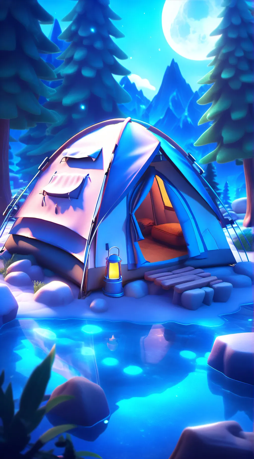 ai character: Fpe camping background