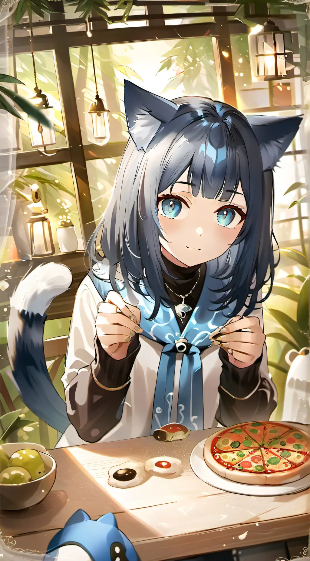 ai character: Blueberry Spirit Cat background