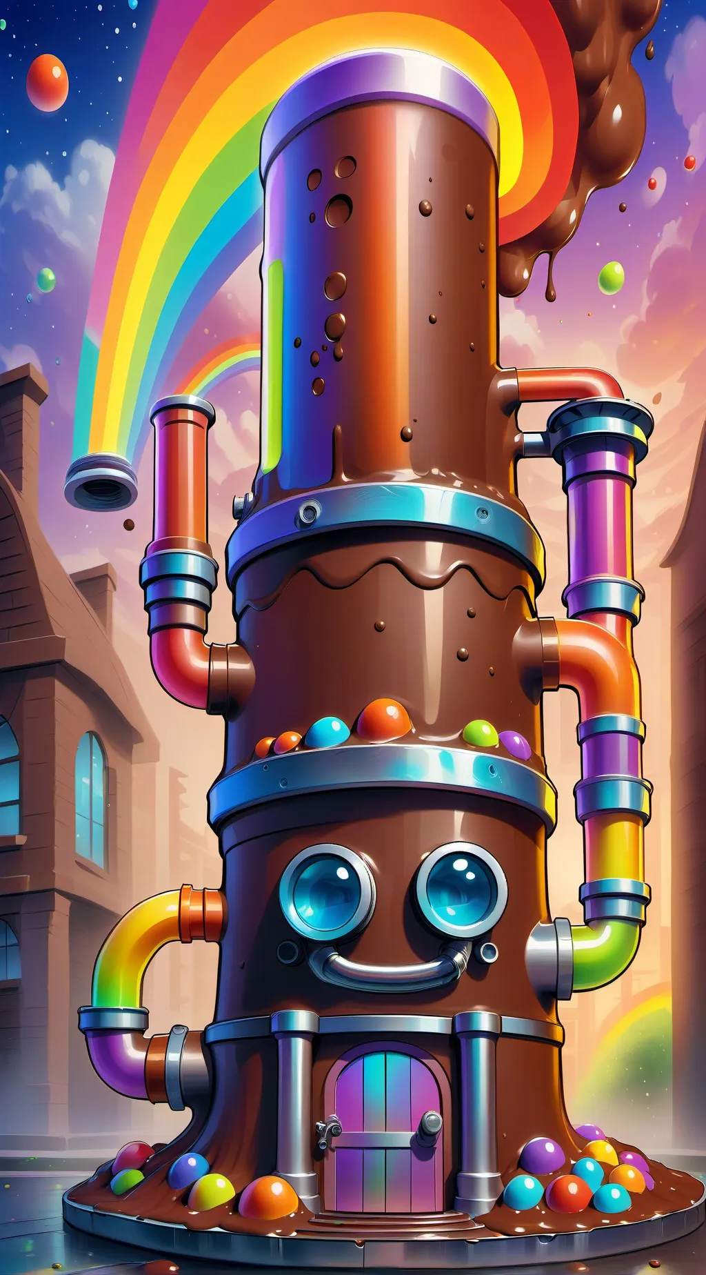 ai character: Willy Wonka  background