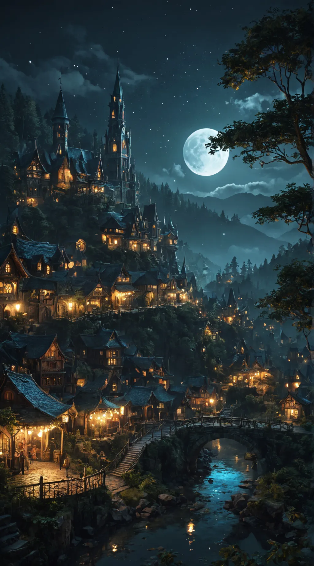 ai character: Mysterious City background