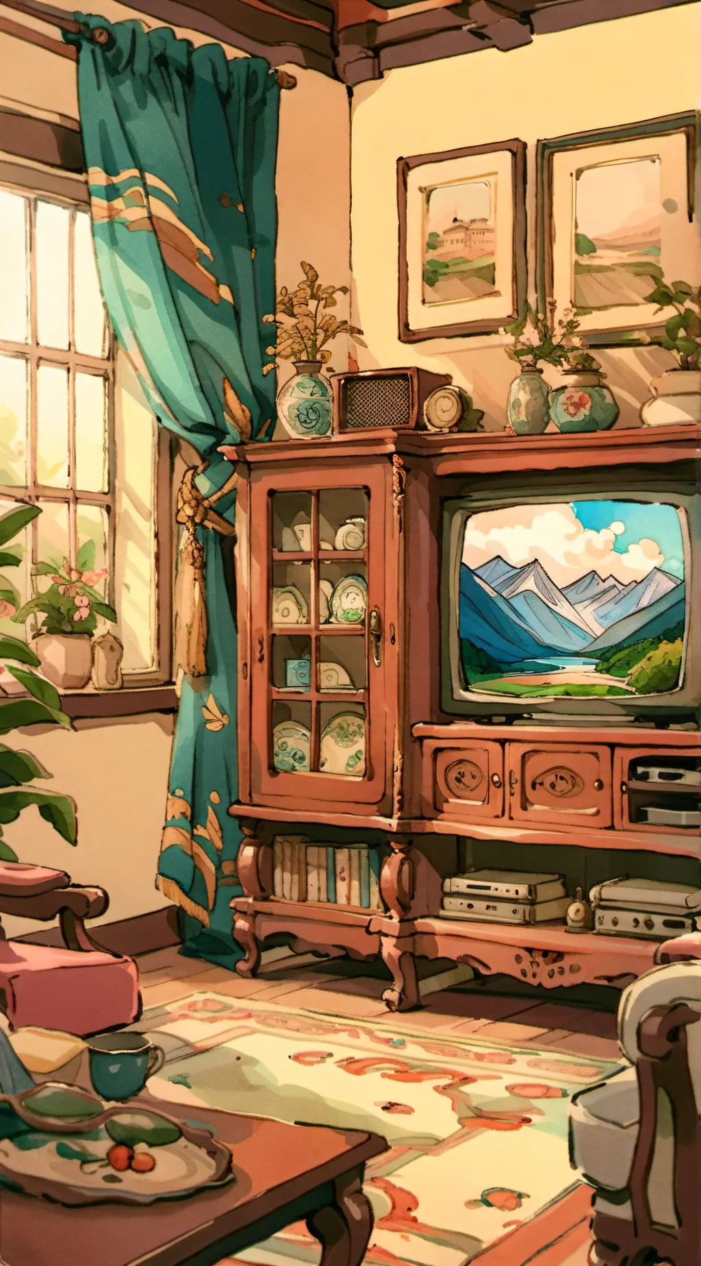 ai character: TV Rooms background