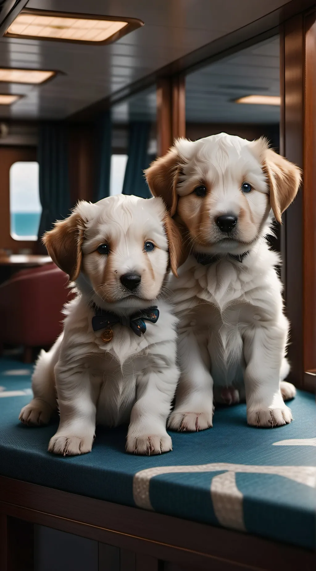 ai character: Puppies on a cruis  background