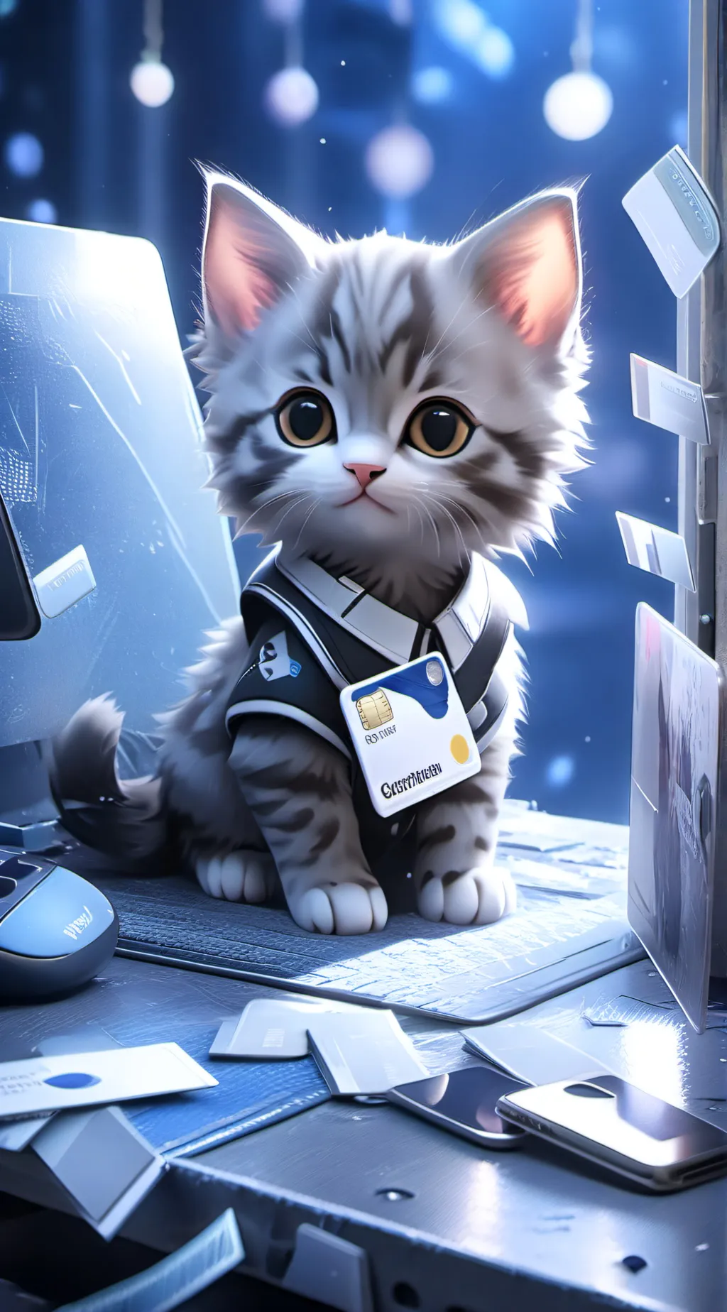 ai character: kitten  background