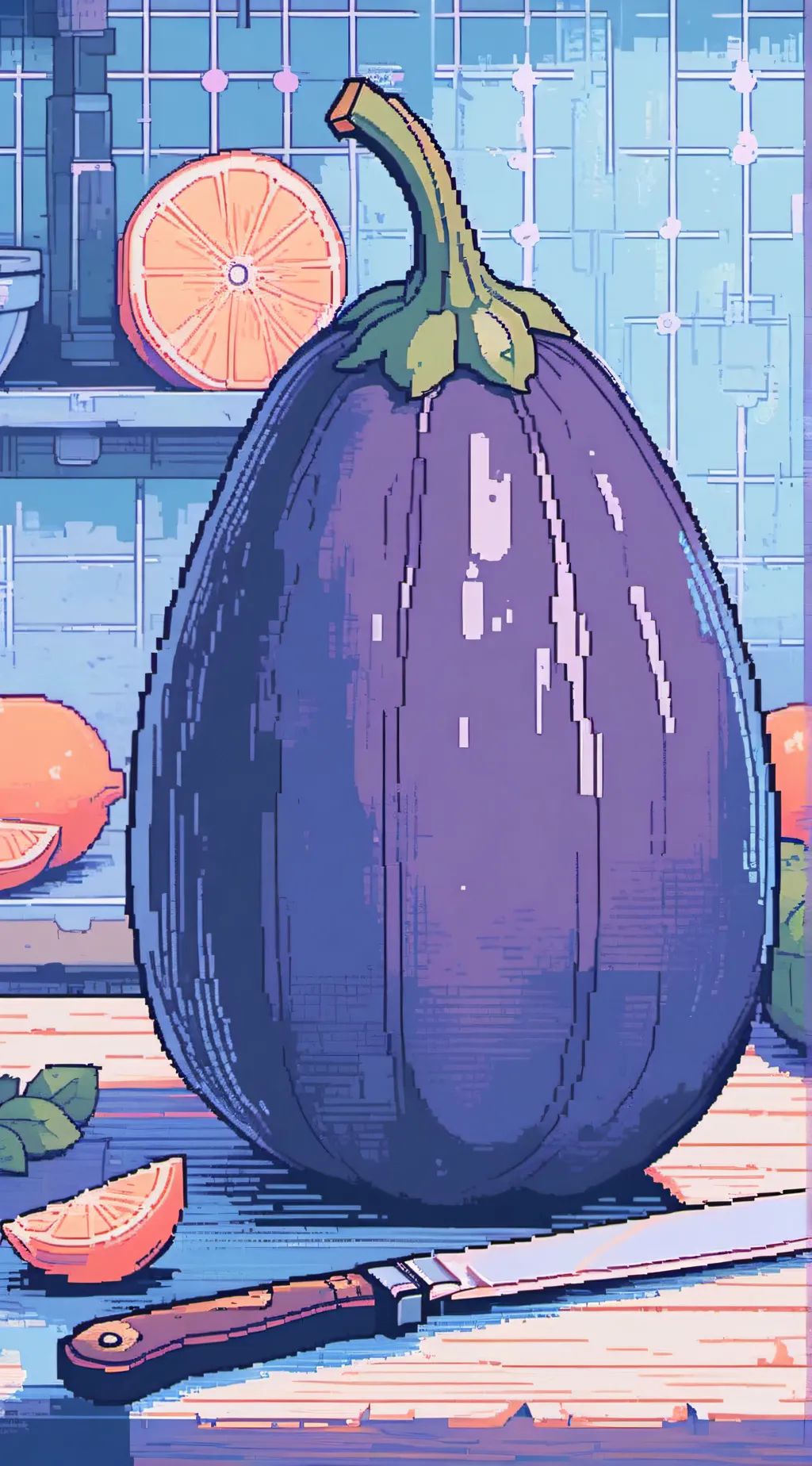 ai character: Eggplant background