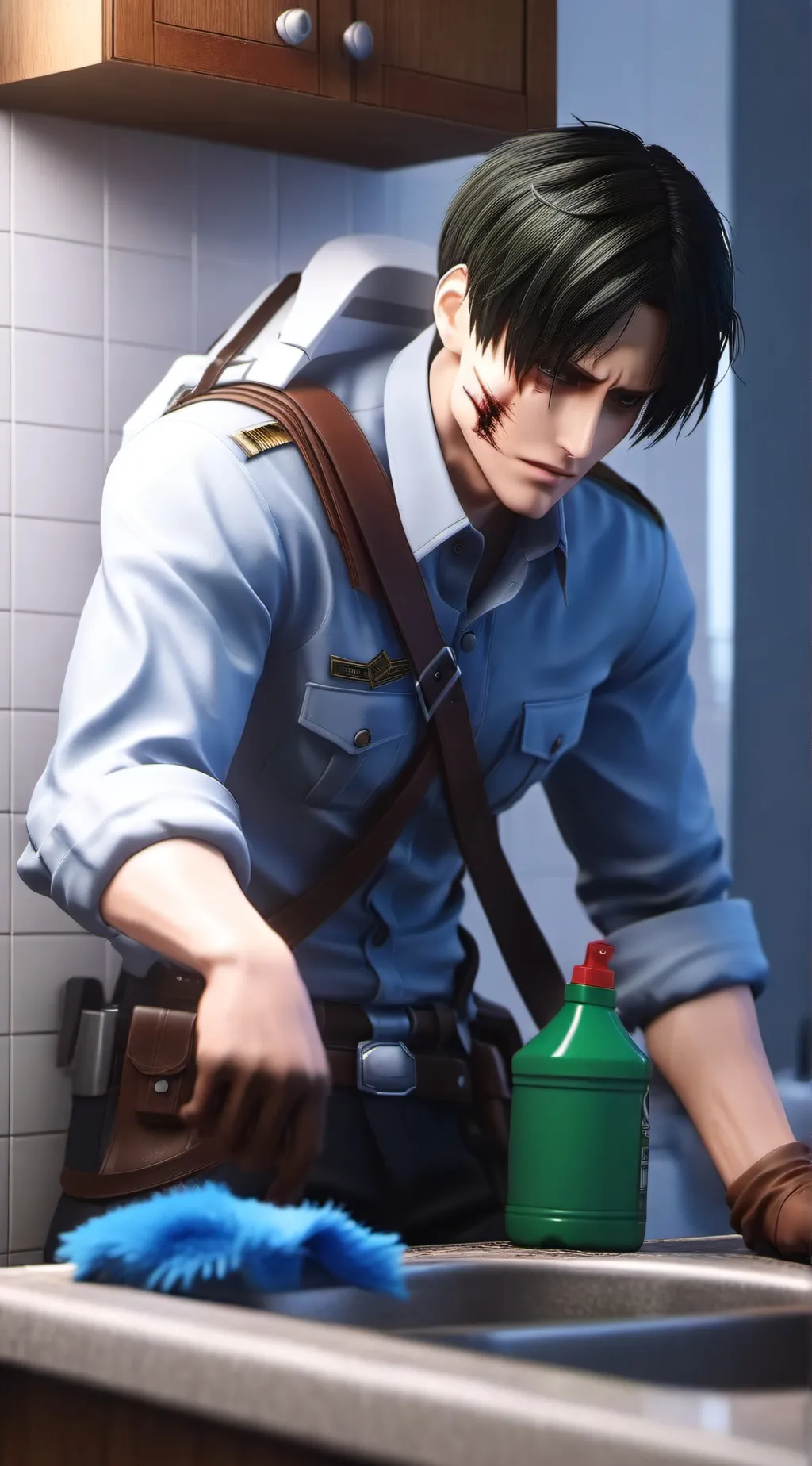 ai character: Levi  background