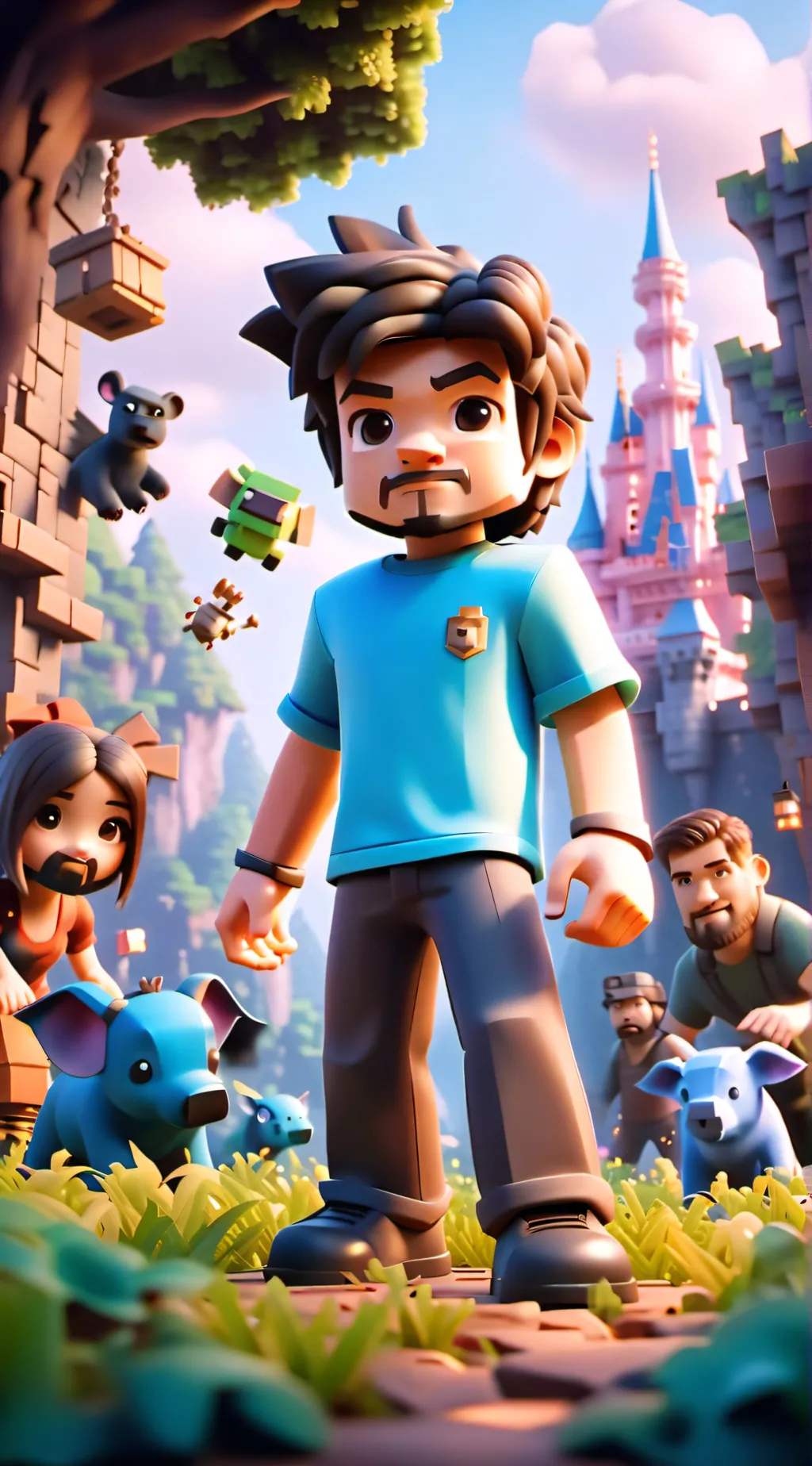 ai character: mha x minecraft  background